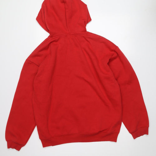 boohooMAN Men's Red Pullover Hoodie Size M Regular Fit Logo Fleece