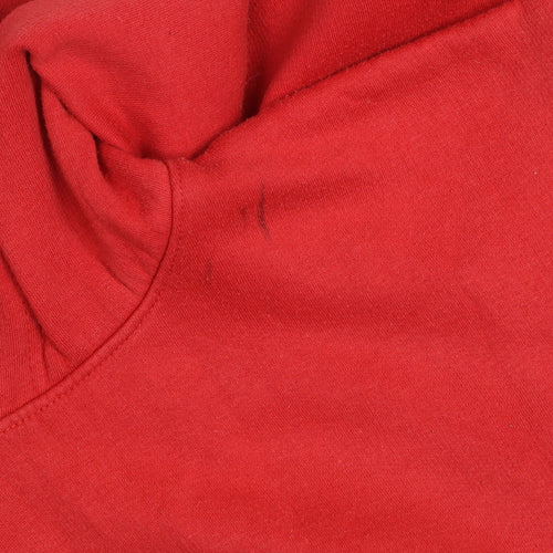 boohooMAN Men's Red Pullover Hoodie Size M Regular Fit Logo Fleece