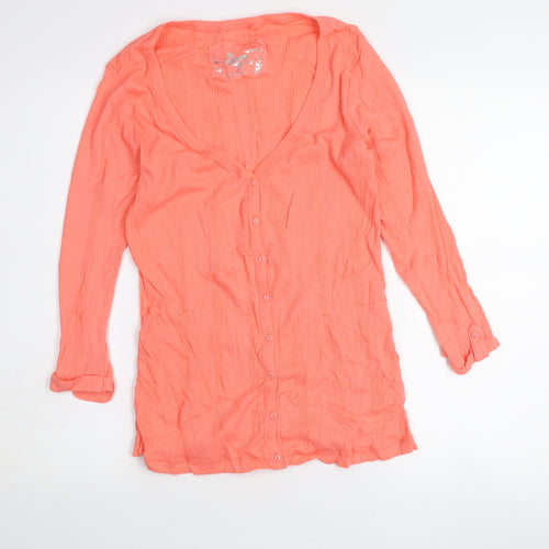 Atmosphere Women’s Orange Button Cardigan Size 10 V-Neck Lightweight Knit