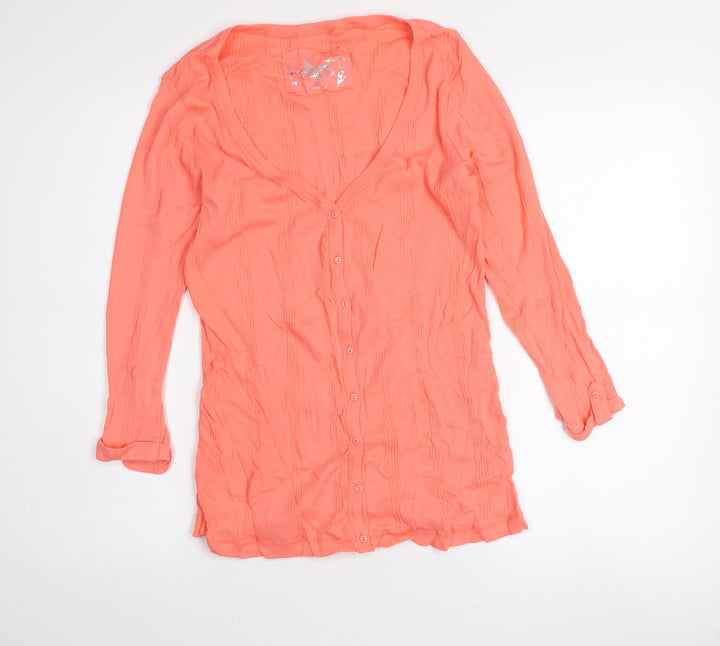Atmosphere Women’s Orange Button Cardigan Size 10 V-Neck Lightweight Knit