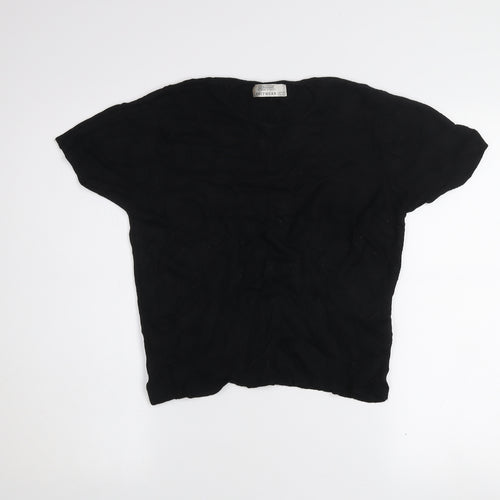 St. Bernard Women Black Wool Knit Short Sleeve Top Size 14