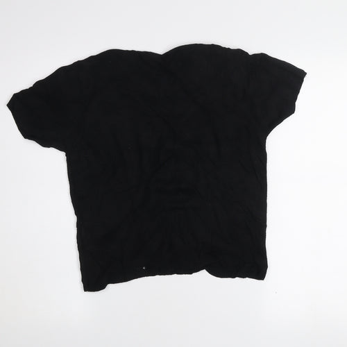 St. Bernard Women Black Wool Knit Short Sleeve Top Size 14