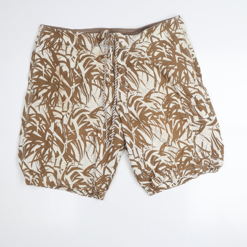 Marks and Spencer Men's Beige Palm Print Swim Shorts XL
