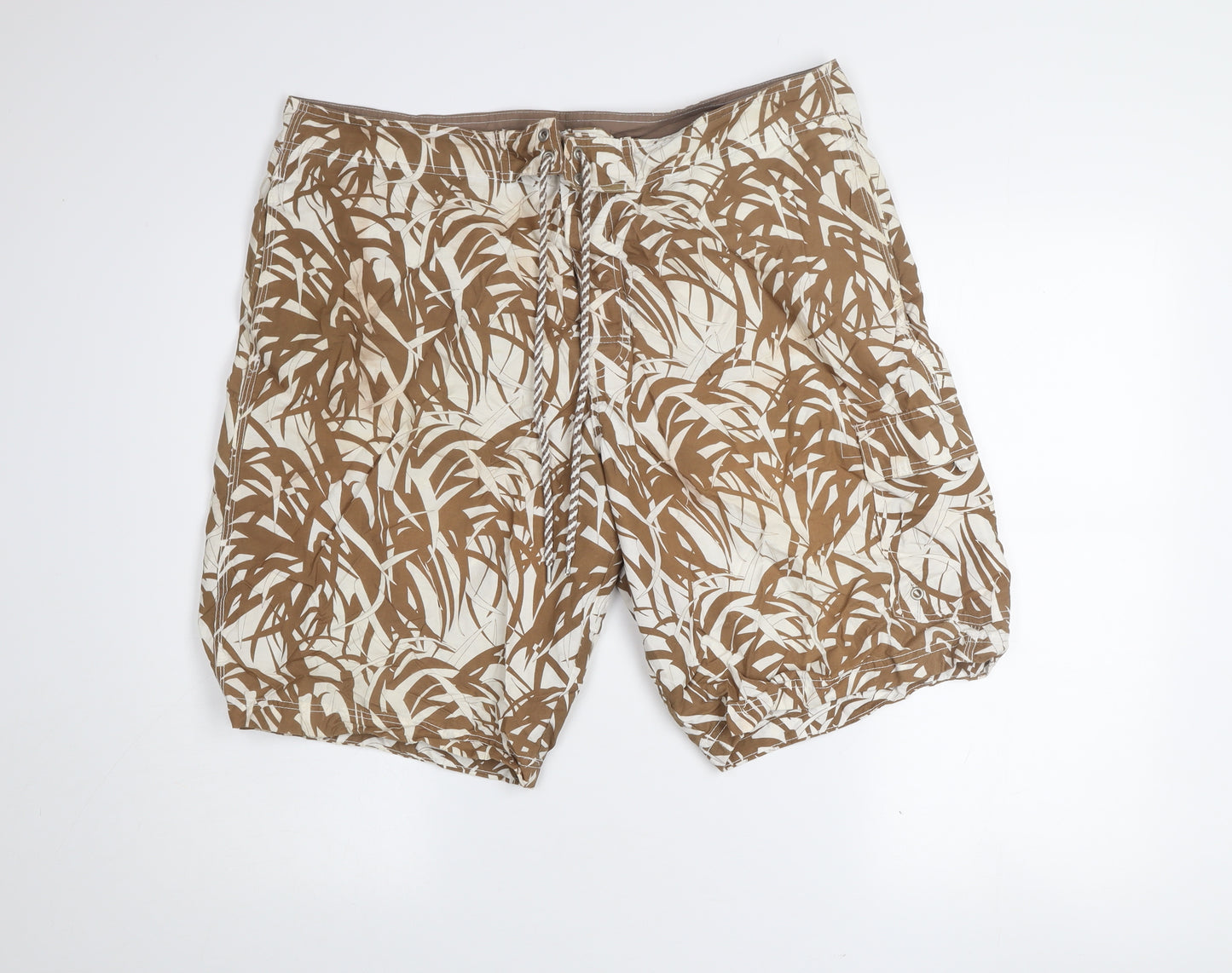 Marks and Spencer Men's Beige Palm Print Swim Shorts XL