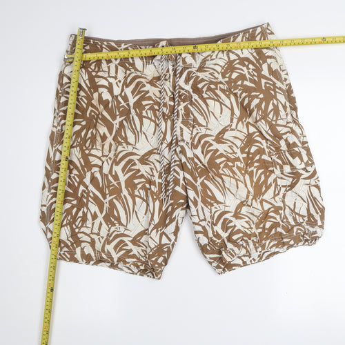 Marks and Spencer Men's Beige Palm Print Swim Shorts XL