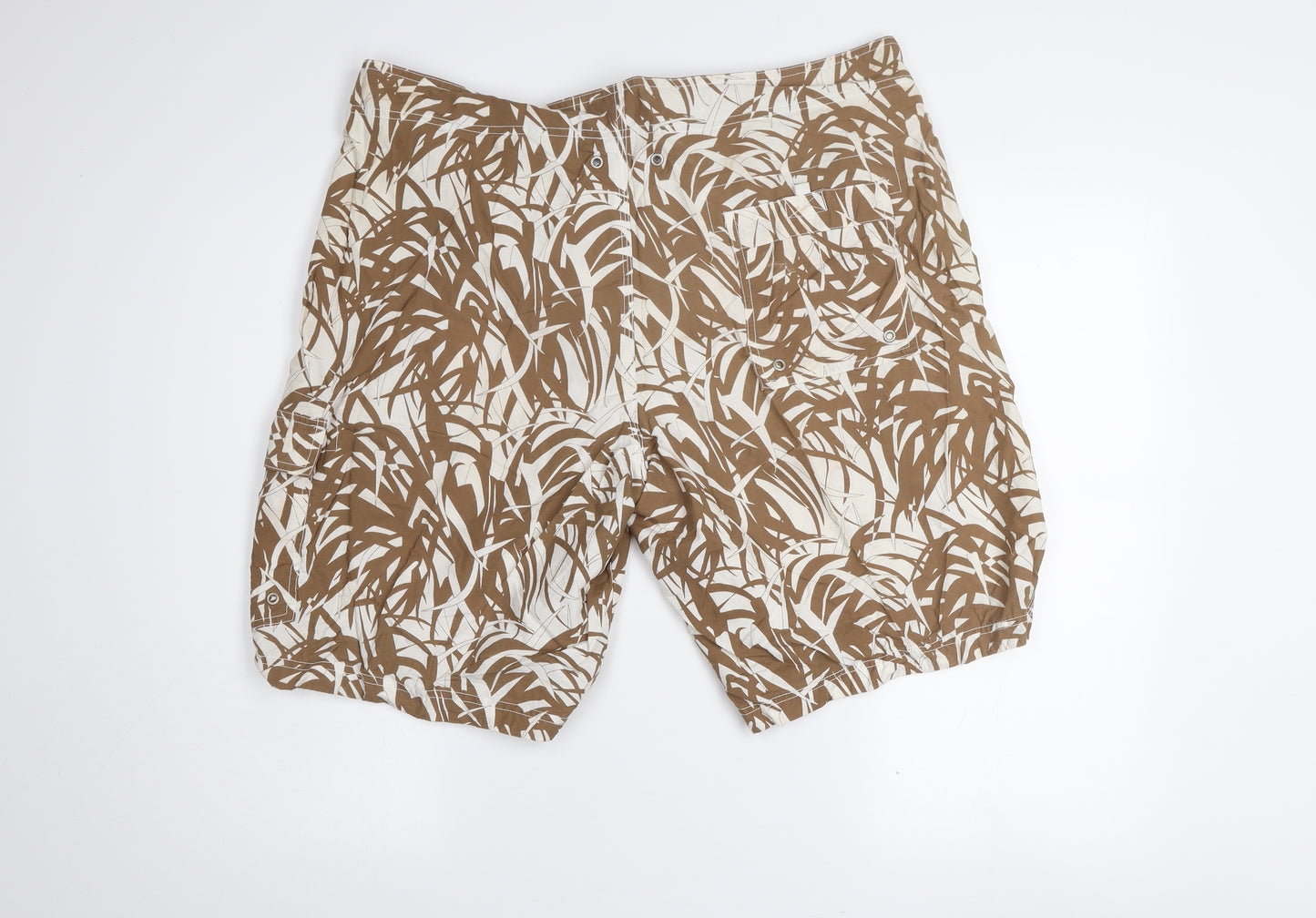 Marks and Spencer Men's Beige Palm Print Swim Shorts XL