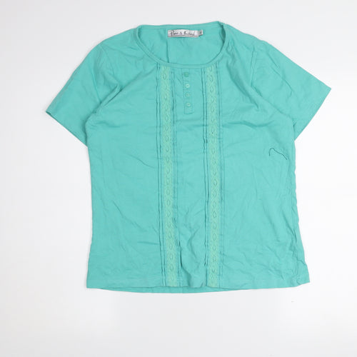 Pure & Natural Women's Green Cotton Short Sleeve T-Shirt M
