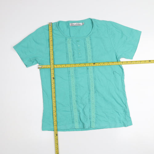 Pure & Natural Women's Green Cotton Short Sleeve T-Shirt M