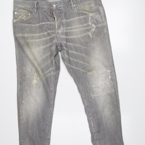 DSQUARED2 Men's Grey Cool Guy Distressed Straight Jeans Size 54