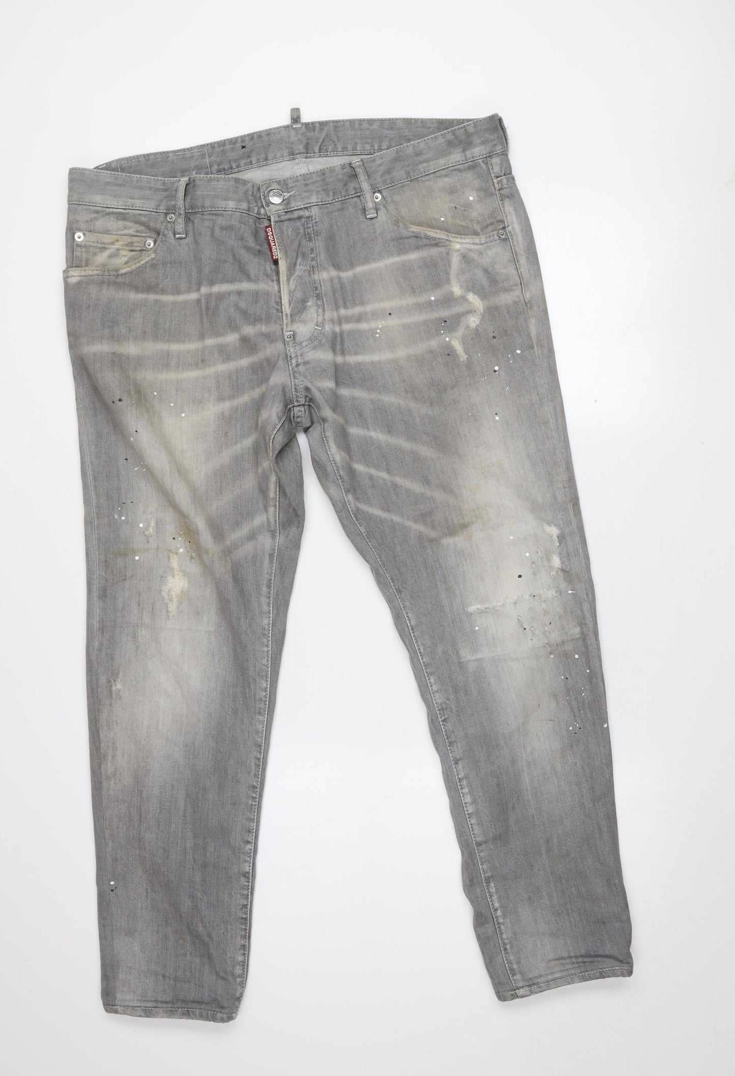 DSQUARED2 Men's Grey Cool Guy Distressed Straight Jeans Size 54
