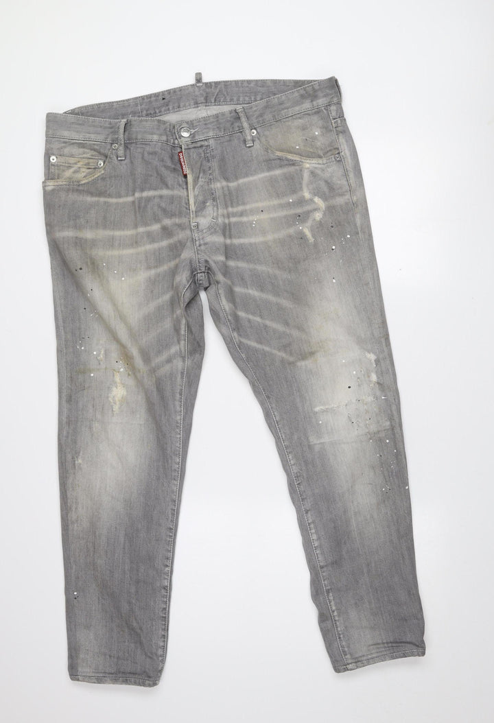 DSQUARED2 Men's Grey Cool Guy Distressed Straight Jeans Size 54