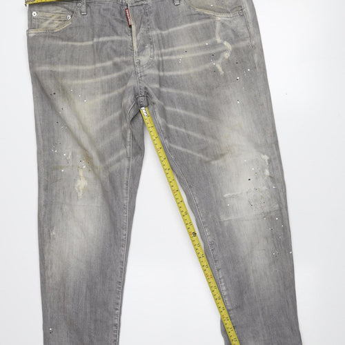 DSQUARED2 Men's Grey Cool Guy Distressed Straight Jeans Size 54