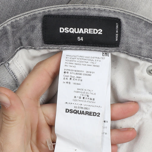 DSQUARED2 Men's Grey Cool Guy Distressed Straight Jeans Size 54