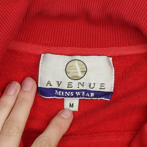Avenue Mens Red Bomber Jacket M Full Zip Casual Sportswear