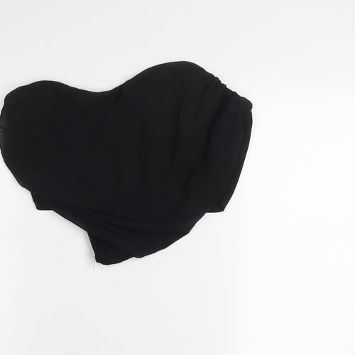 PrettyLittleThing Womens Black Strapless Cropped Zip Blouse Size 14