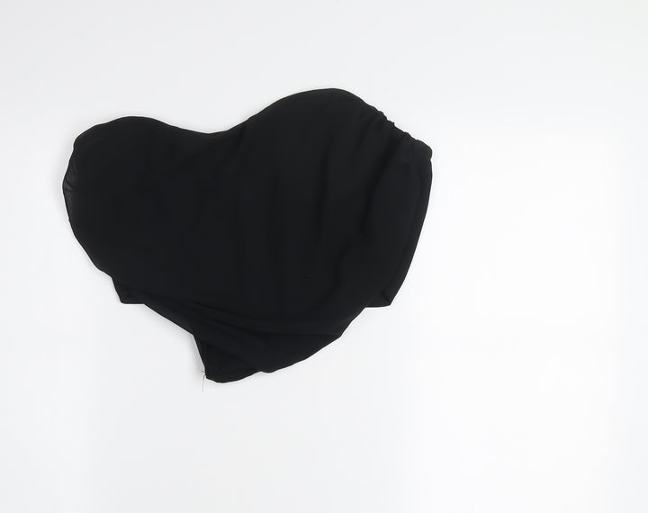 PrettyLittleThing Womens Black Strapless Cropped Zip Blouse Size 14