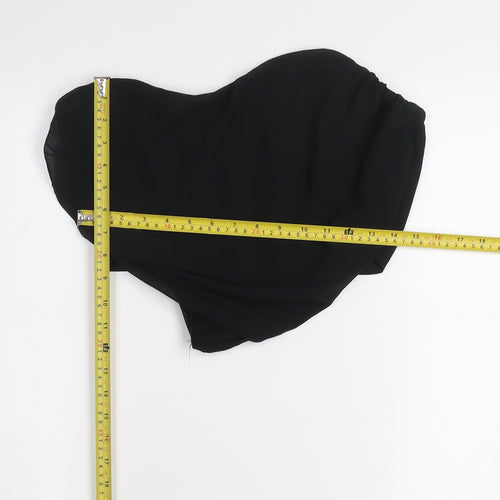 PrettyLittleThing Womens Black Strapless Cropped Zip Blouse Size 14