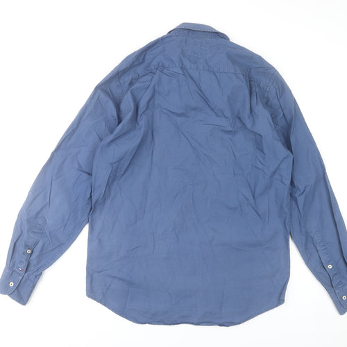 Tommy Hilfiger Men's Blue Regular Fit Cotton Formal Shirt L