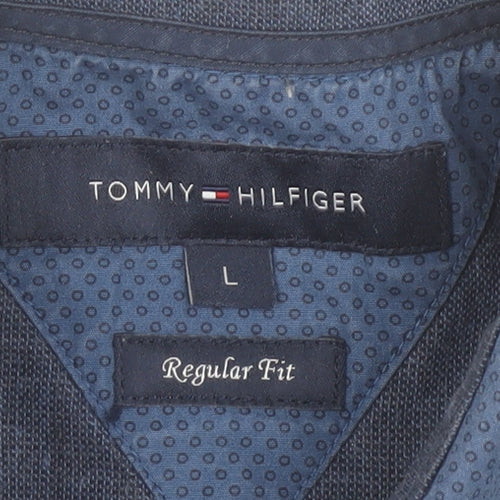 Tommy Hilfiger Men's Blue Regular Fit Cotton Formal Shirt L