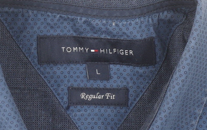 Tommy Hilfiger Men's Blue Regular Fit Cotton Formal Shirt L