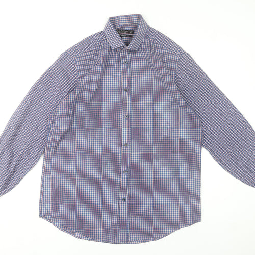 Cedar Wood State Men's Blue Checked Regular Fit Dress Shirt 16in 41cm