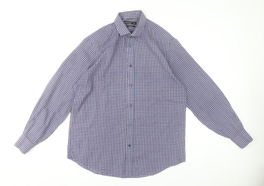 Cedar Wood State Men's Blue Checked Regular Fit Dress Shirt 16in 41cm