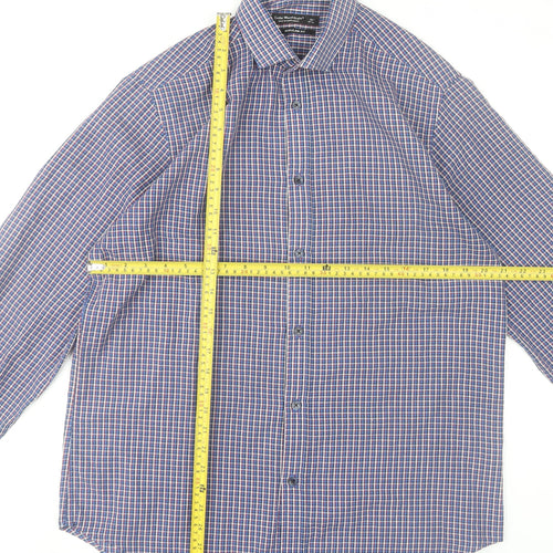 Cedar Wood State Men's Blue Checked Regular Fit Dress Shirt 16in 41cm