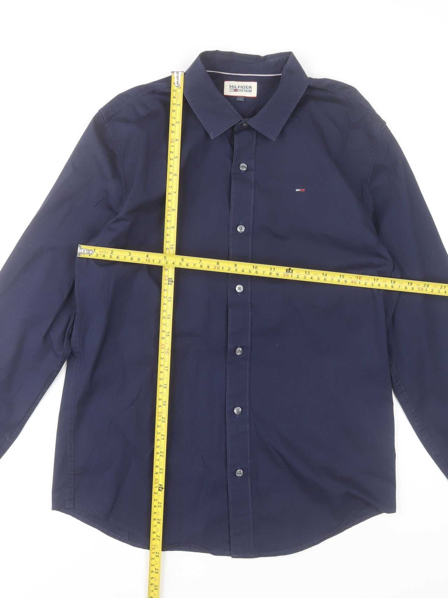 Tommy Hilfiger Denim Men's Navy Long Sleeve Formal Shirt L