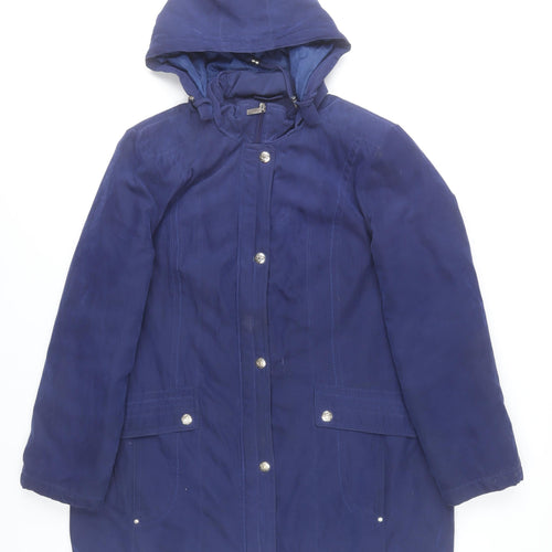 Bm Collection Women's Blue Hooded Parka Coat Size M Long Sleeve