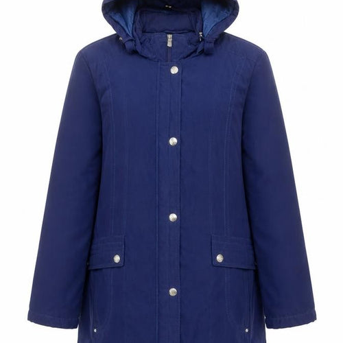 Bm Collection Women's Blue Hooded Parka Coat Size M Long Sleeve