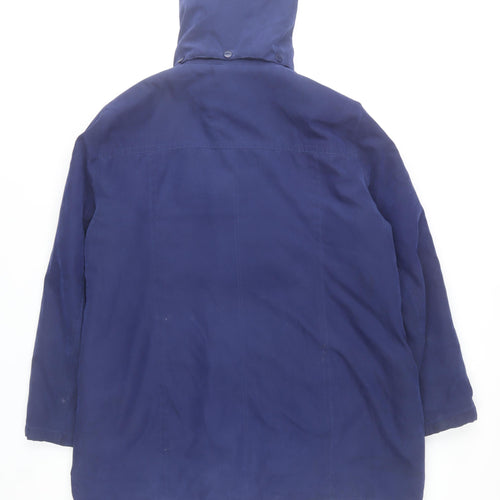 Bm Collection Women's Blue Hooded Parka Coat Size M Long Sleeve