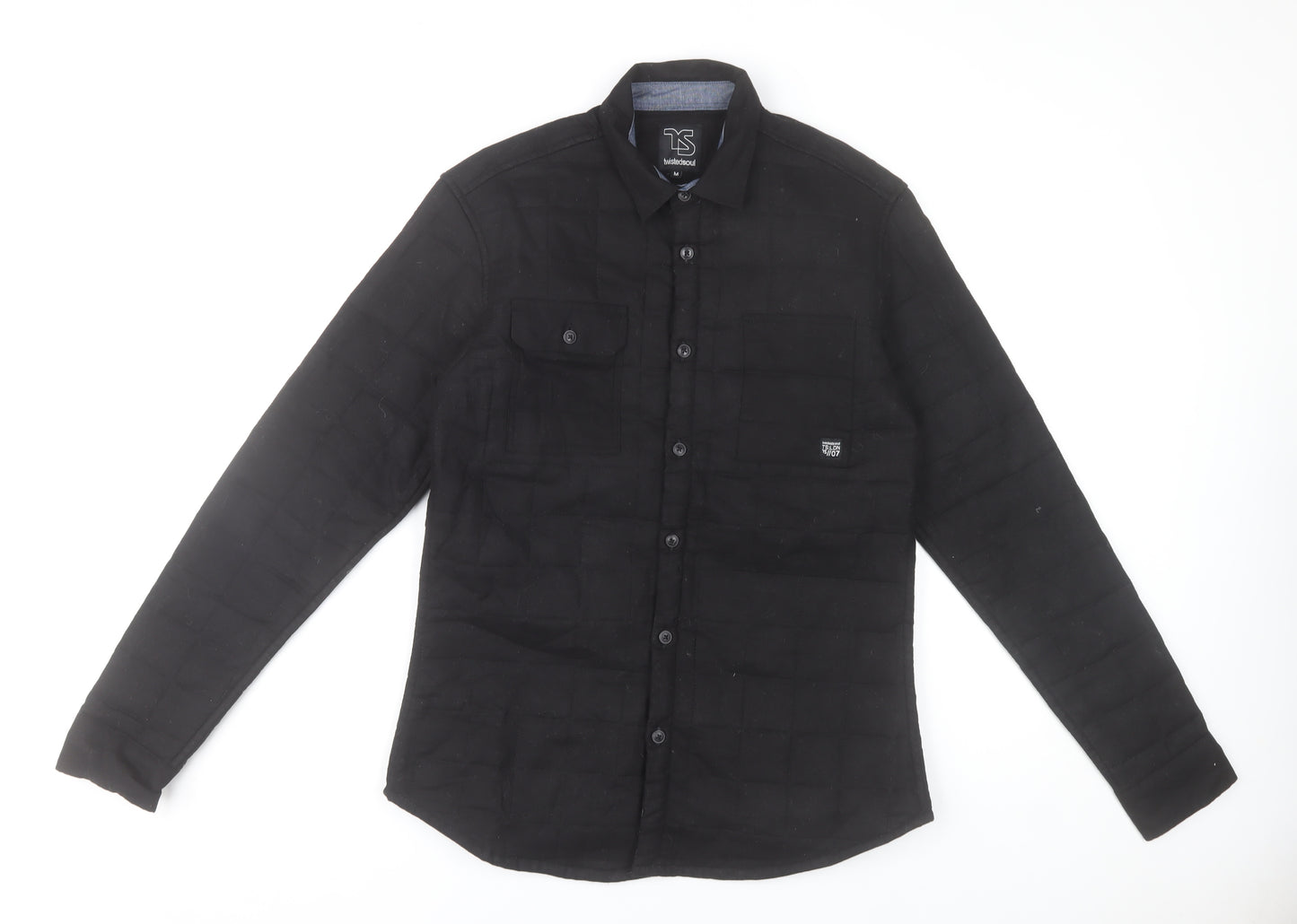 Twistedsoul Men's Black Quilted Cotton Casual Jacket M