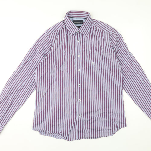 Marco Capelli Men's Purple Striped Cotton Long Sleeve Dress Shirt L