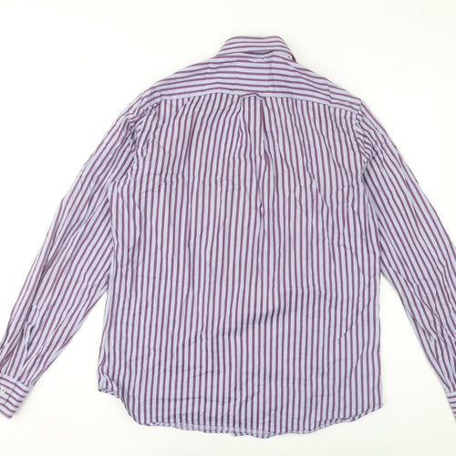 Marco Capelli Men's Purple Striped Cotton Long Sleeve Dress Shirt L
