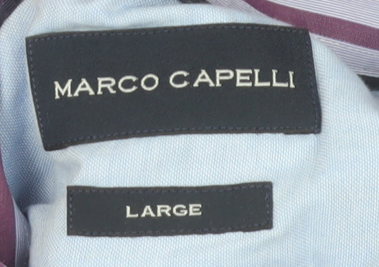 Marco Capelli Men's Purple Striped Cotton Long Sleeve Dress Shirt L