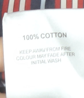 6th Sense Men's Red & Blue Striped Cotton Long Sleeve Dress Shirt - Large