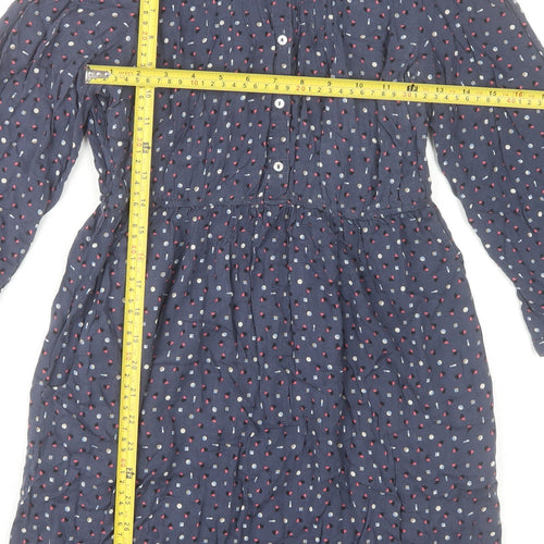 Zara Women Blue Geometric Collared Shirt Dress Size 10