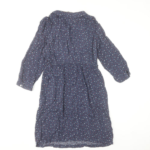 Zara Women Blue Geometric Collared Shirt Dress Size 10