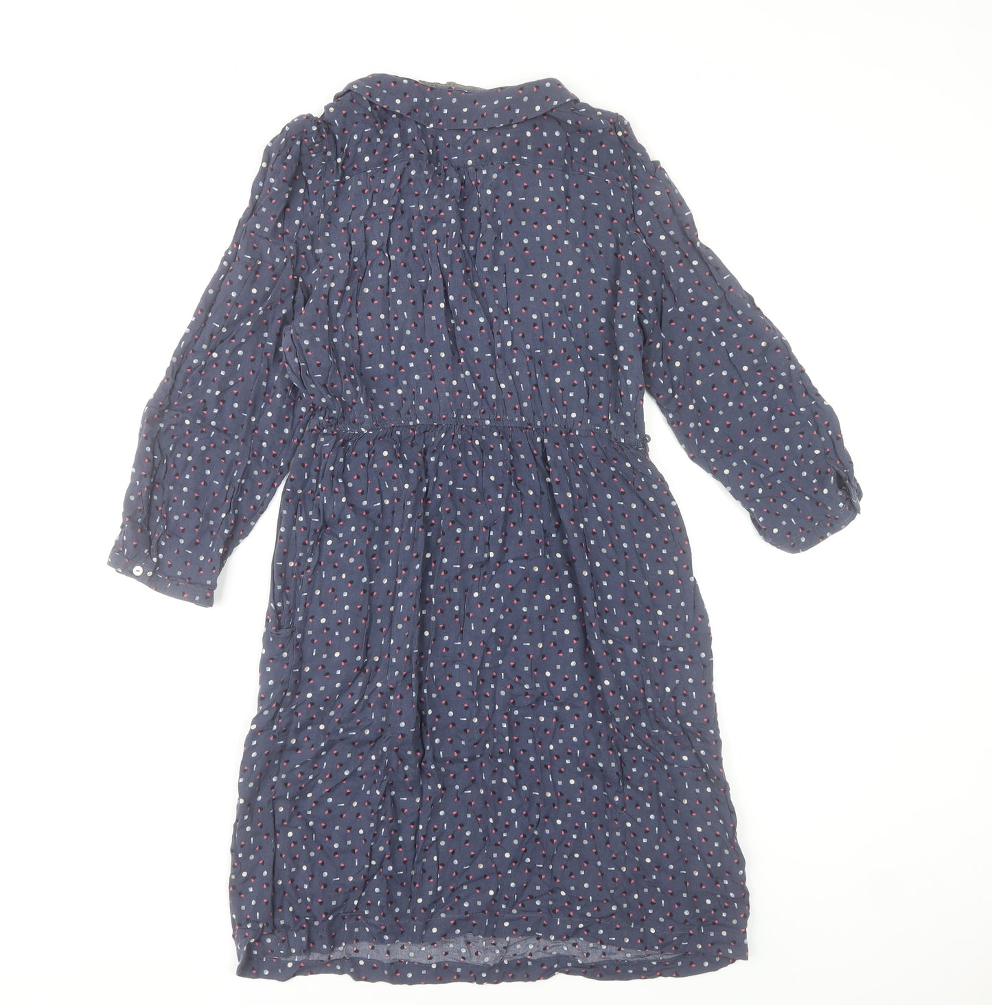 Zara Women Blue Geometric Collared Shirt Dress Size 10