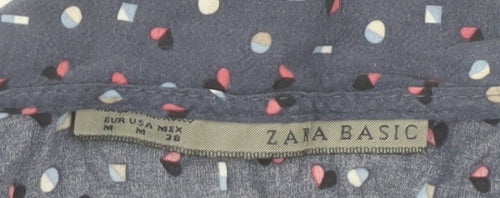 Zara Women Blue Geometric Collared Shirt Dress Size 10