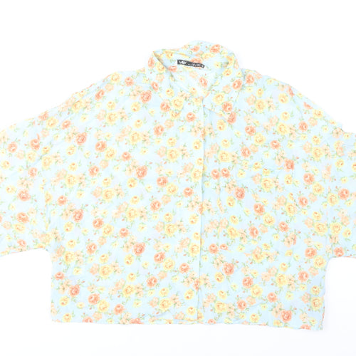 Zara Women’s Multicoloured Floral Cropped Button-Up Shirt Size 12