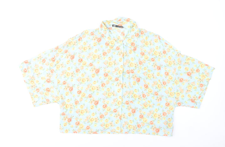 Zara Women’s Multicoloured Floral Cropped Button-Up Shirt Size 12