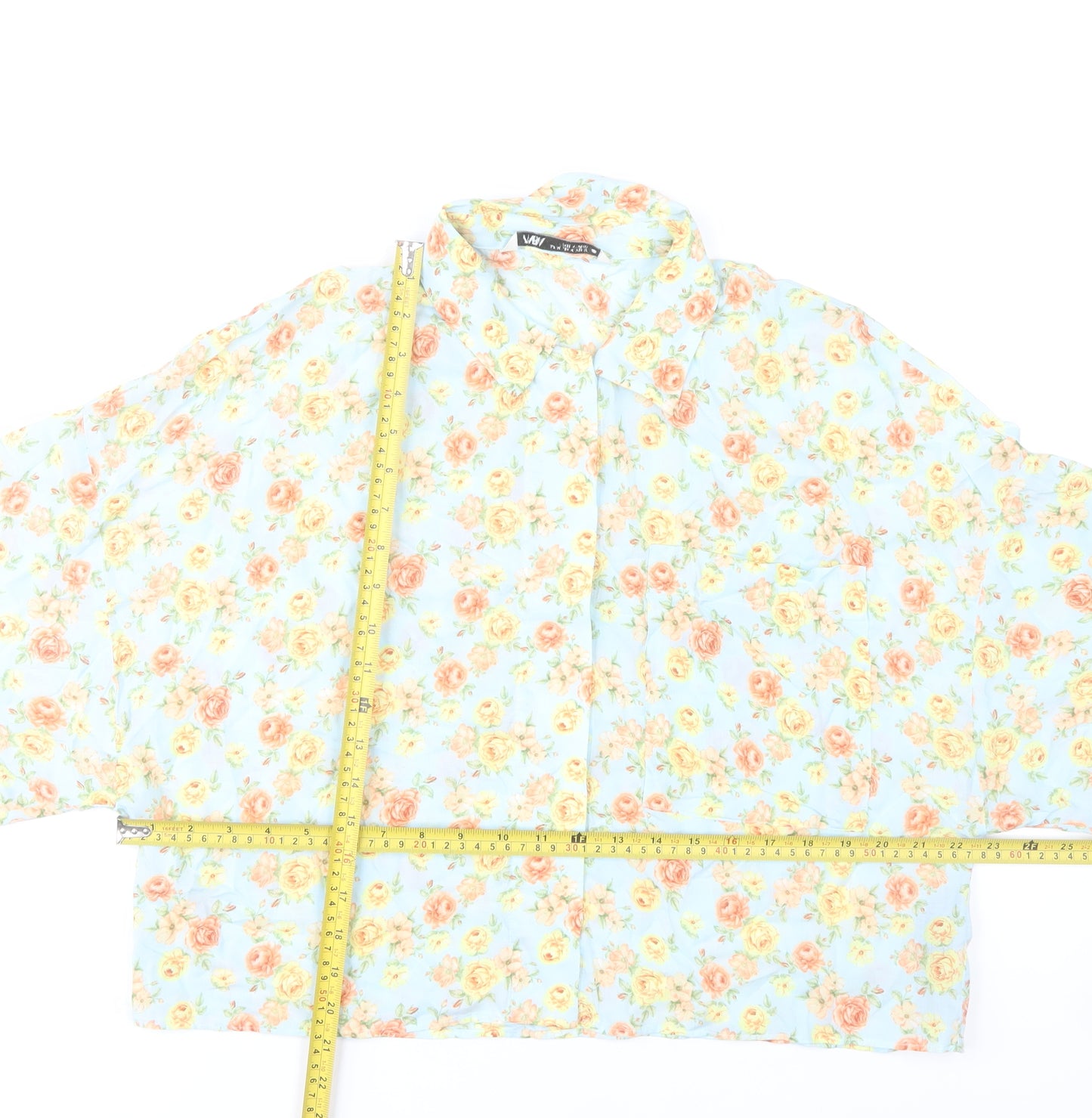 Zara Women’s Multicoloured Floral Cropped Button-Up Shirt Size 12