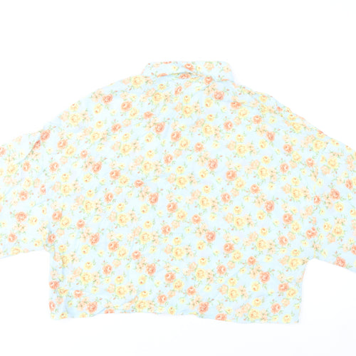 Zara Women’s Multicoloured Floral Cropped Button-Up Shirt Size 12