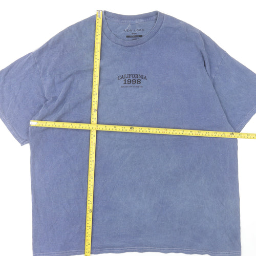 New Look Men Blue California 1998 Crew Neck Cotton T-Shirt Size L