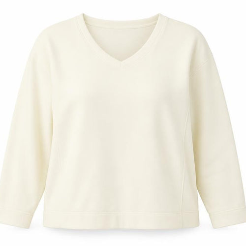 Damart Women Ivory Fleece Pullover Sweatshirt UK 18/20 L
