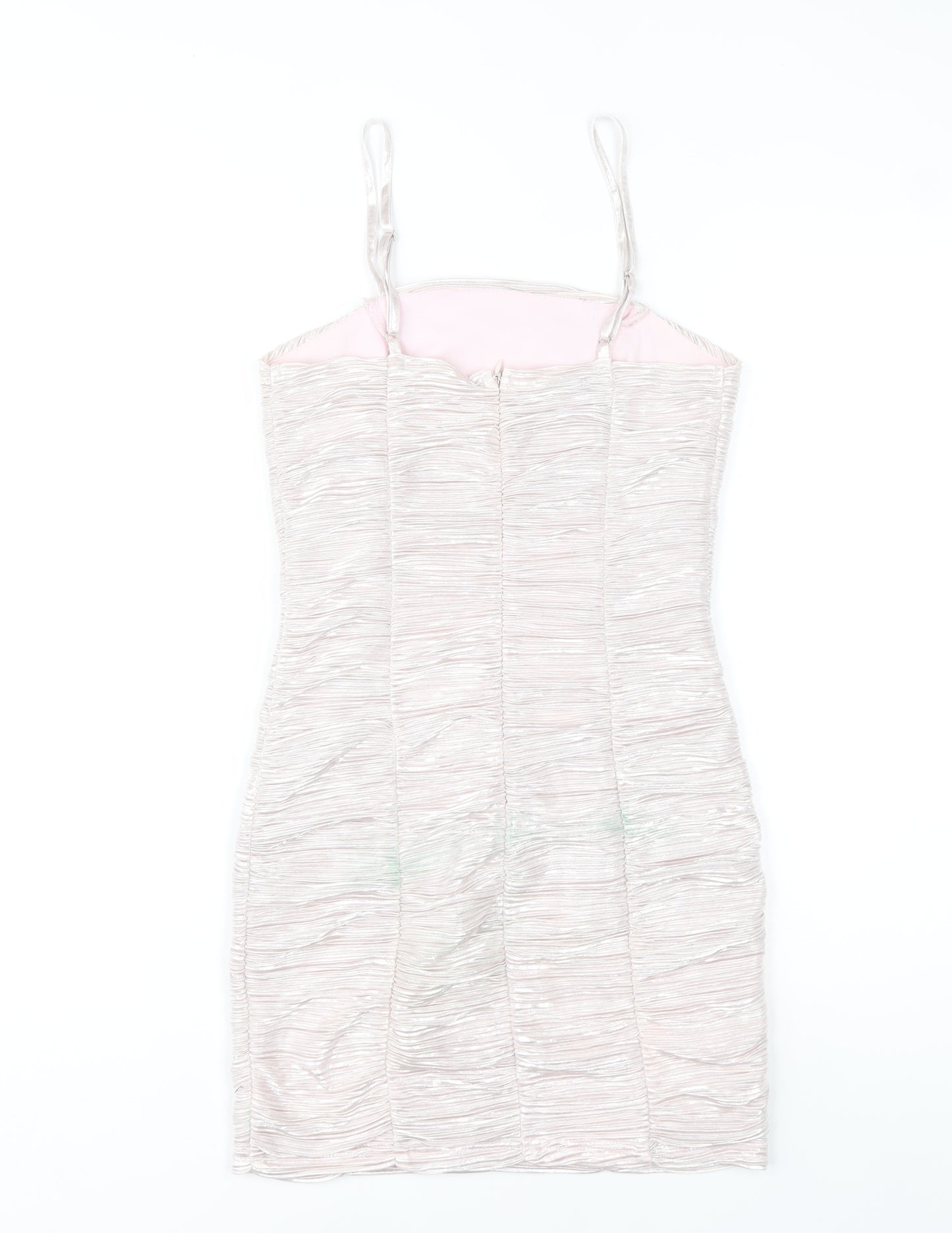 Parisian Women Beige Ruched Bodycon Party Dress Size 8