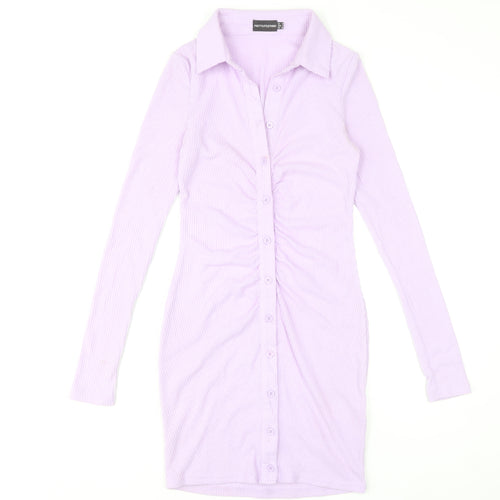 PrettyLittleThing Women’s Purple Collared Shirt Dress UK 8