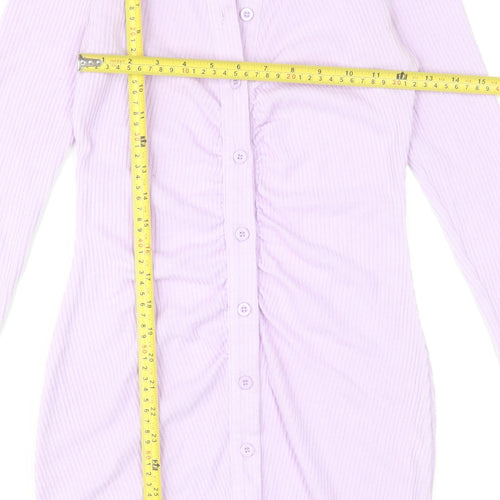 PrettyLittleThing Women’s Purple Collared Shirt Dress UK 8