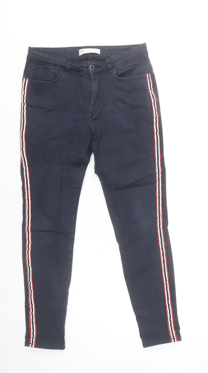 Zara Women’s Blue Skinny Stripe Jeans Size 10 Slim Fit Denim